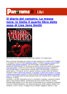 Il Diario Del Vampiro. La Messa Nera: in Italia Il Quarto Libro Della Saga Di Lisa Jane Smith