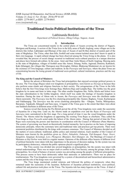 Traditional Socio-Political Institutions of the Tiwas