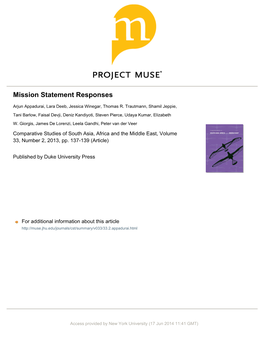 Mission Statement Responses