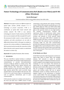 Future Technology of Communication Rof (Radio Over Fiber) and Fi-Wi (Fiber-Wireless)