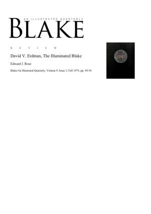 David V. Erdman, the Illuminated Blake