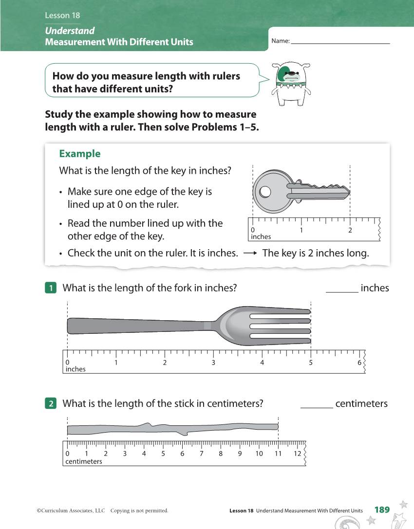 Study the Example Showing How to Measure Length with a Ruler. Then Solve Problems 1–5