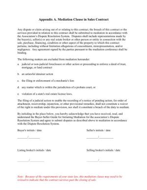 Appendix A. Mediation Clause in Sales Contract