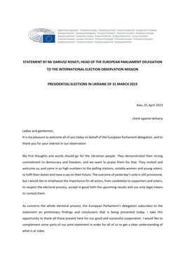 Statement by the Head of the European Parliament