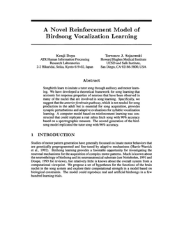 A Novel Reinforcement Model of Birdsong Vocalization Learning