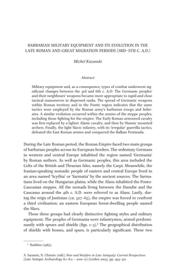 Barbarian Military Equipment and Its Evolution in the Late Roman and Great Migration Periods (3Rd–5Th C