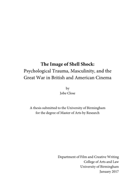 The Image of Shell Shock: Psychological Trauma, Masculinity, and the Great War in British and American Cinema