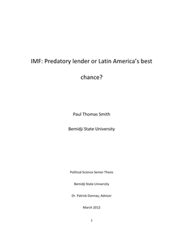 IMF: Predatory Lender Or Latin America's Best Chance? – Paul Smith