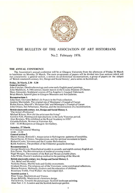 THE BULLETIN of the ASSOCIATION of ART HISTORIANS No.2. February 1976