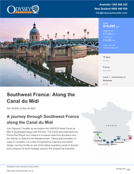 Southwest France Canal Tour | Small Group Tour | Odyssey Traveller