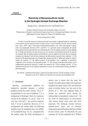 Reactivity of Benzenesulfonic Acids in the Hydrogen-Isotope Exchange Reaction
