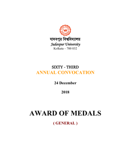 Award of Medals