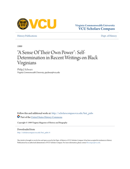 Self-Determination in Recent Writings on Black Virginians