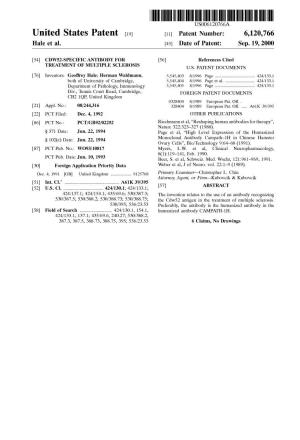 United States Patent (19) 11 Patent Number: 6,120,766 Hale Et Al