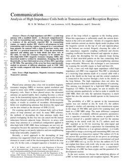 Communication Analysis of High Impedance Coils Both in Transmission and Reception Regimes