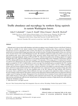 Truffle Abundance and Mycophagy by Northern Flying Squirrels in Eastern Washington Forests