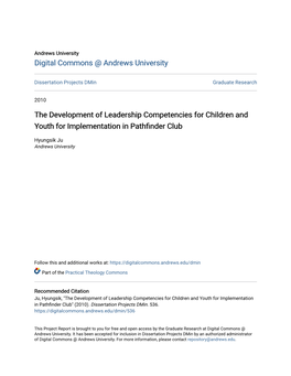 The Development of Leadership Competencies for Children and Youth for Implementation in Pathfinder Club