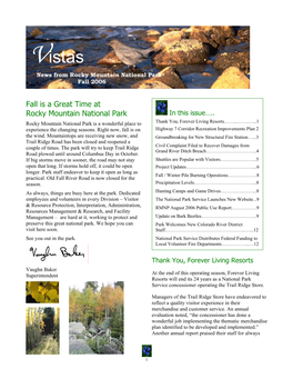 Vistas News from Rocky Mountain National Park Fall 2006