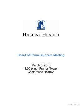 Board of Commissioners Meeting March 5, 2018 4:00 Pm