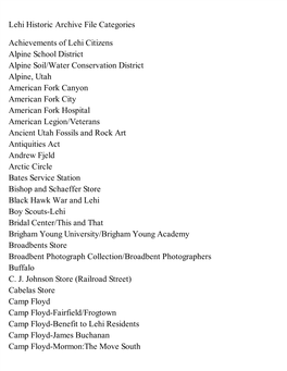 Lehi Historic Archive File Categories Achievements Of