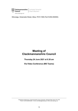 Agenda for Meeting of Clackmannanshire