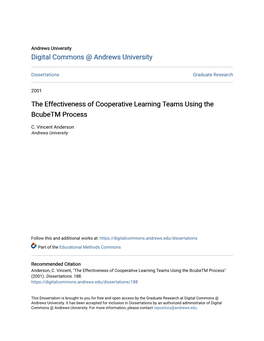 The Effectiveness of Cooperative Learning Teams Using the Bcubetm Process