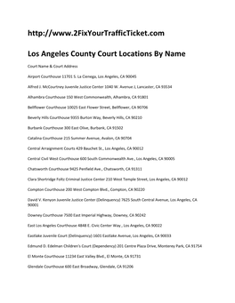 List of Los Angeles County Superior Court Addresses