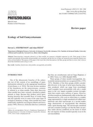 Protozoologica Special Issue: Protists in Soil Processes