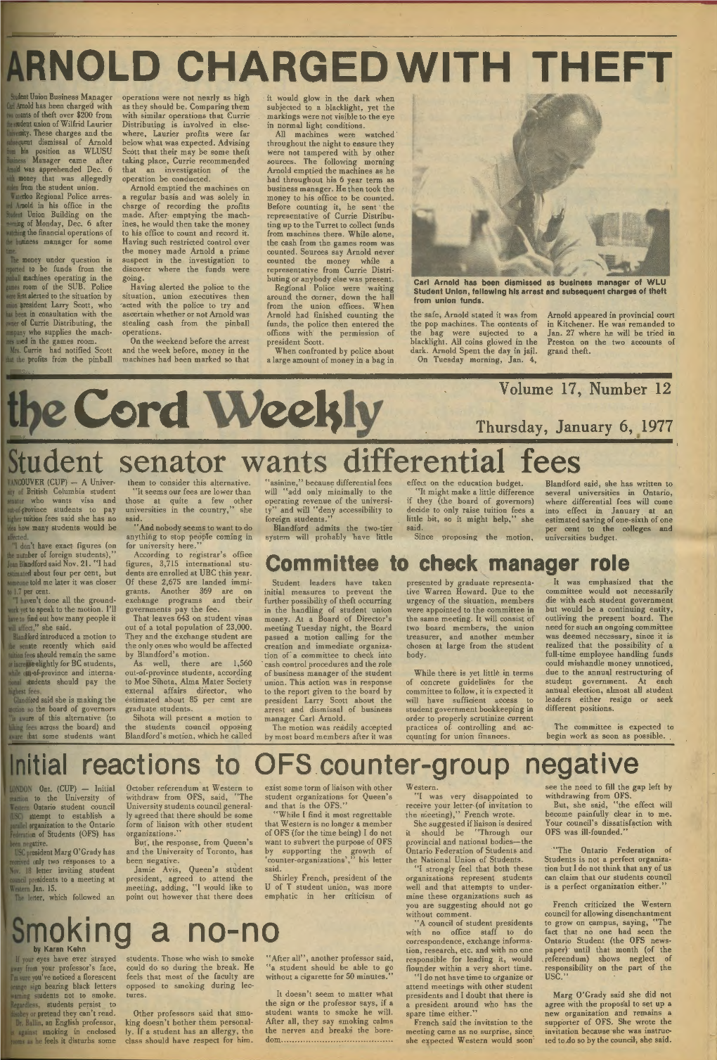 The Cord Weekly (January 6, 1977)