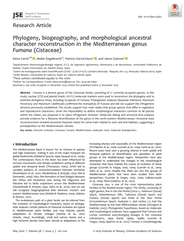 Phylogeny, Biogeography, and Morphological Ancestral Character Reconstruction in the Mediterranean Genus Fumana (Cistaceae)