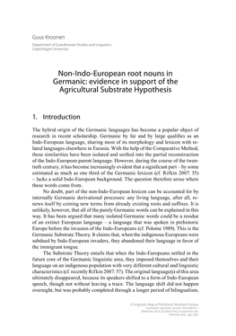 Non-Indo-European Root Nouns in Germanic: Evidence in Support of the Agricultural Substrate Hypothesis
