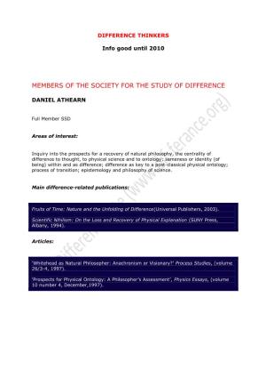 Members of the Society for the Study of Difference