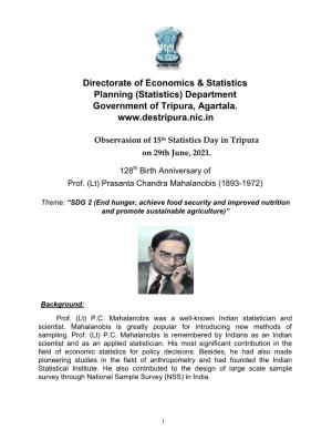 Statistics Planning (Statistics) Department Government of Tripura, Agartala