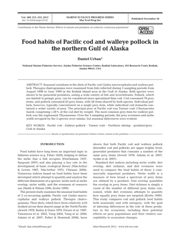 Food Habits of Pacific Cod and Walleye Pollock in the Northern Gulf of Alaska