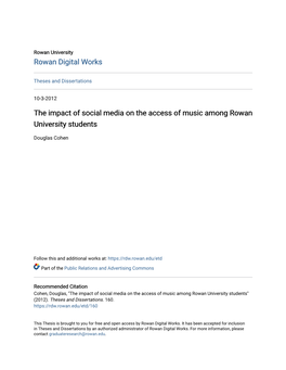 The Impact of Social Media on the Access of Music Among Rowan University Students
