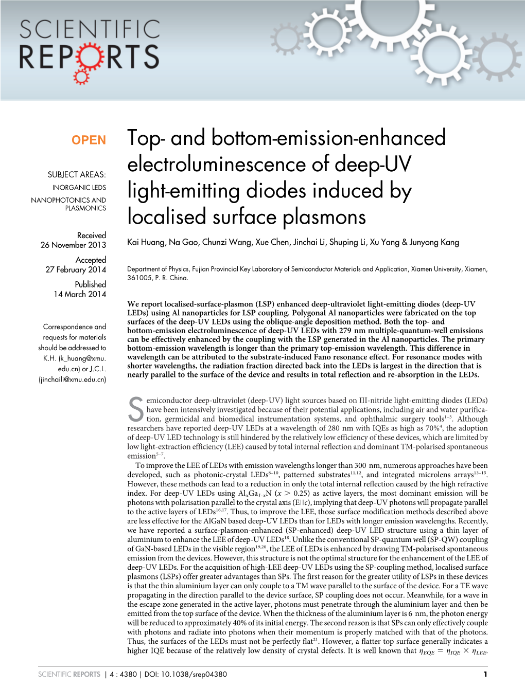 Top- and Bottom-Emission-Enhanced Electroluminescence of Deep-UV