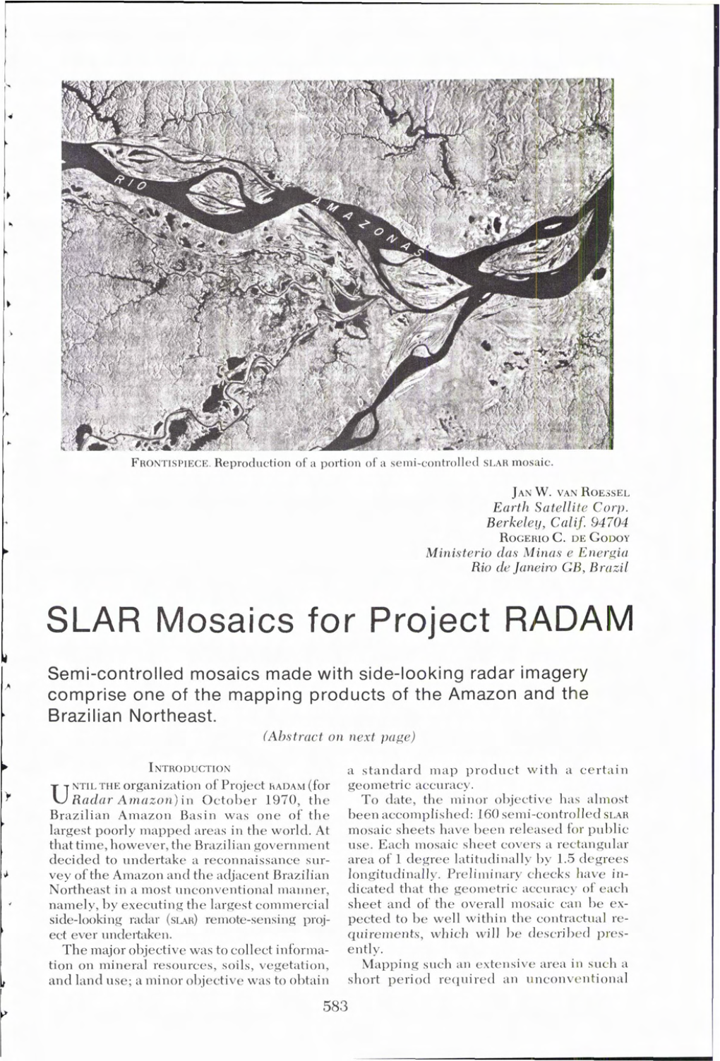 SLAR Mosaics for Project RADAM