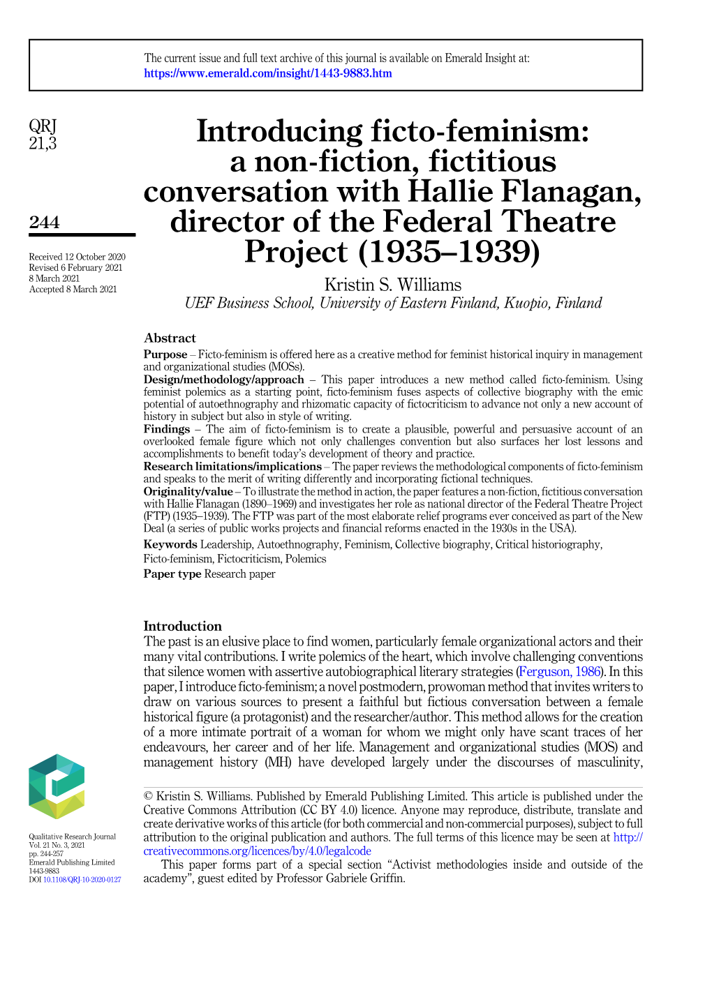 Introducing Ficto-Feminism: a Non-Fiction, Fictitious Conversation