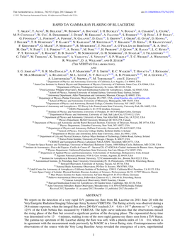 RAPID Tev GAMMA-RAY FLARING of BL LACERTAE