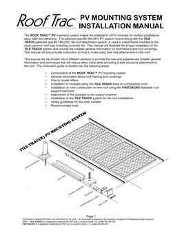 Pv Mounting System Installation Manual