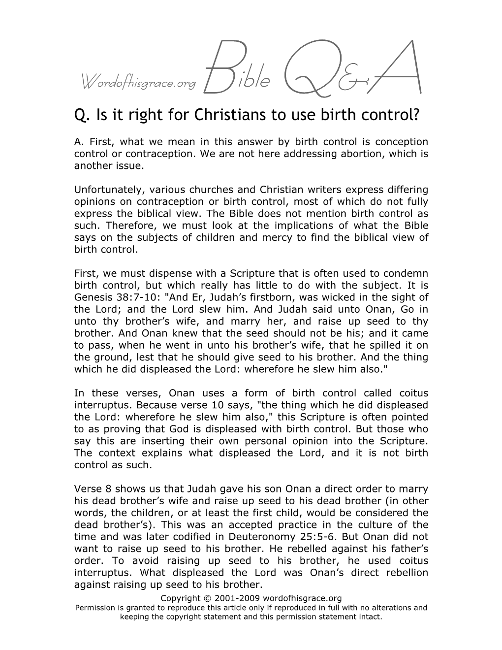Is It Right for Christians to Use Birth Control?