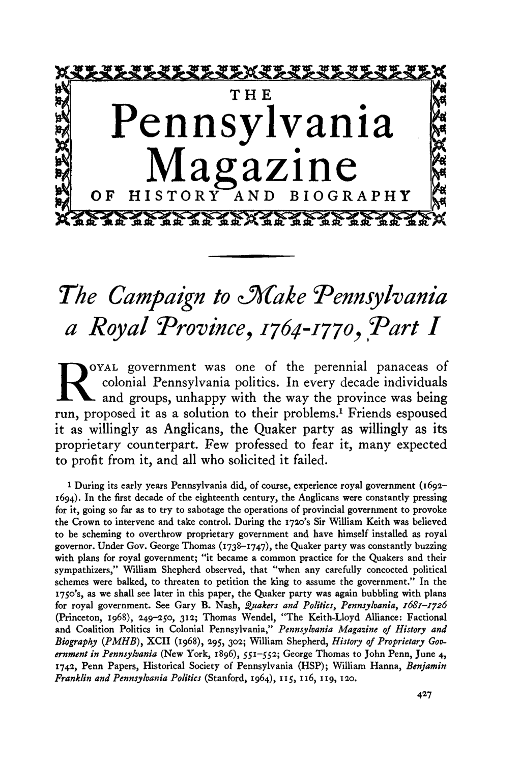 Pennsylvania Magazine of HISTORY and BIOGRAPHY