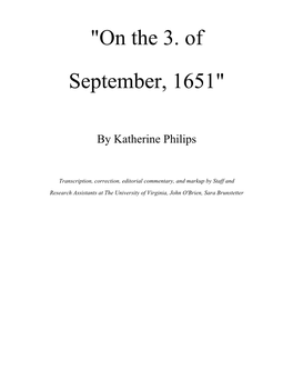"On the 3. of September, 1651"