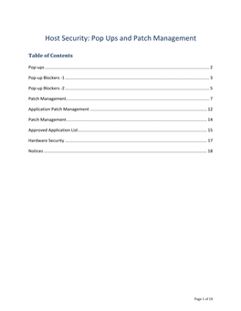 Host Security: Pop Ups and Patch Management