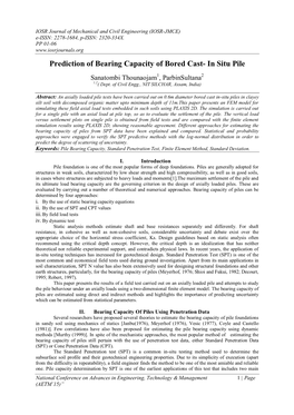 Prediction of Bearing Capacity of Bored Cast- in Situ Pile