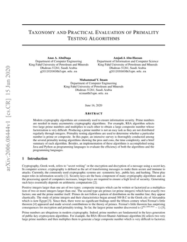 Taxonomy and Practical Evaluation of Primality Testing Algorithms