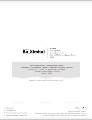 THE DEBATE of the MODERN THEORIES of REGIONAL ECONOMIC GROWTH Ra Ximhai, Vol