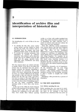 Identification of Archive Film and Interpretation O~ Historical Data