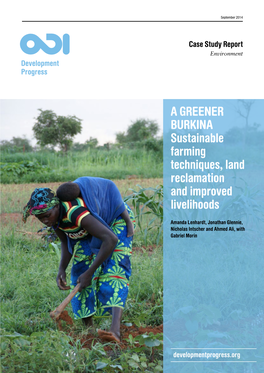 A Greener Burkina Sustainable Farming Techniques, Land Reclamation and Improved Livelihoods