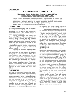 Torsion of Appendix of Testis